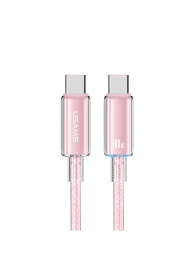 1.2m 100W Type-C To Type-C PD Fast Charging Cable With Indicator Light US-SJ660 - Pink