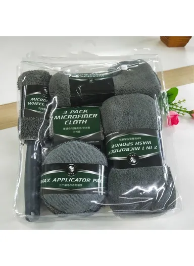 9PCS Microfiber Car Wash Kit Auto Detailing Washing Tools for Cleaning Windshield Hood Doors Windows - Grey 
