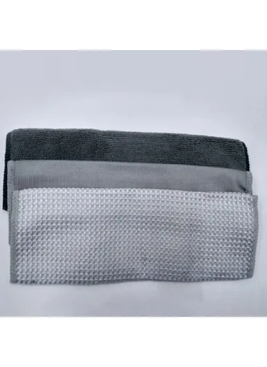 9PCS Microfiber Car Wash Kit Auto Detailing Washing Tools for Cleaning Windshield Hood Doors Windows - Grey 