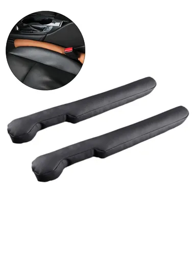1 Pair Microfiber Leather Car Seat Seam Filling Strip Vehicle Seat Gap Filler Strip (L44 x W5 x H5)cm - Black
