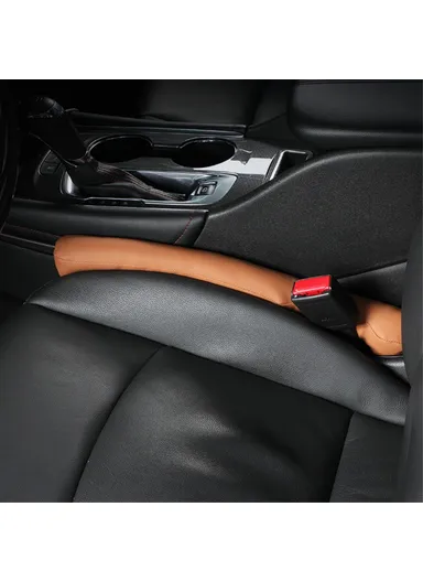 1 Pair Microfiber Leather Car Seat Seam Filling Strip Vehicle Seat Gap Filler Strip (L44 x W5 x H5)cm - Black