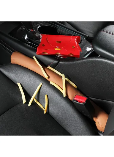 1 Pair Microfiber Leather Car Seat Seam Filling Strip Vehicle Seat Gap Filler Strip (L44 x W5 x H5)cm - Black