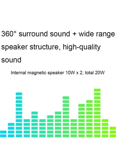 4500mAh Desktop Powerful Bluetooth Speaker Auto Sleep Smart Speaker With Two Playback Modes BT808 (L38 x W6 x H6)cm - Black