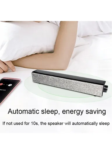 4500mAh Desktop Powerful Bluetooth Speaker Auto Sleep Smart Speaker With Two Playback Modes BT808 (L38 x W6 x H6)cm - Black