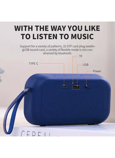 800mAh Bluetooth 5.0 TWS Wireless Speaker IPX7 Waterproof Portable Loudspeaker With Lanyard BS56 (L14.6 x W4 x H8.1)cm - Blue