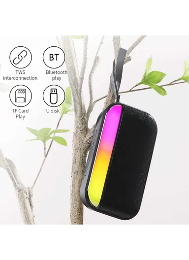 800mAh Bluetooth 5.0 TWS Wireless Speaker IPX7 Waterproof Portable Loudspeaker With Lanyard BS56 (L14.6 x W4 x H8.1)cm - Grey