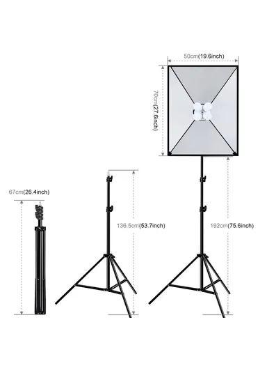 20W 2Pcs Softbox + 8x E27 LED Light Bulb + 2 x Tripod Stand Photography Kit Set PKT3134 50x70cm - EU Plug