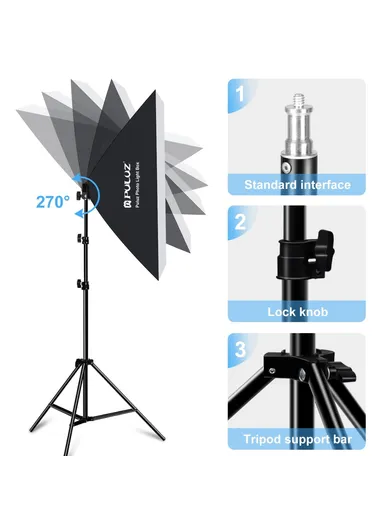 20W 2Pcs Softbox + 8x E27 LED Light Bulb + 2 x Tripod Stand Photography Kit Set PKT3134 50x70cm - EU Plug