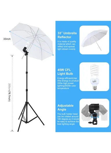 Photography Lighting Kit, Softbox, Reflector Board, Background Cloth &amp; Light Stand