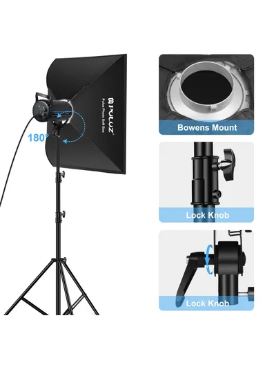 120W 3200K-5600K LED Studio Light with Softbox Photography Kit Set PKT3111 - EU Plug / Rectangle