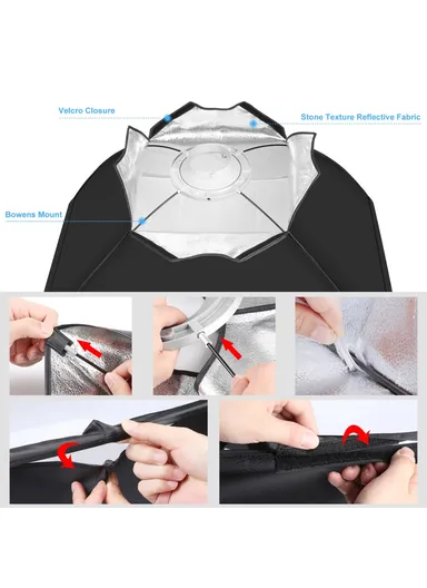 120W 3200K-5600K LED Studio Light with Softbox Photography Kit Set PKT3111 - EU Plug / Rectangle