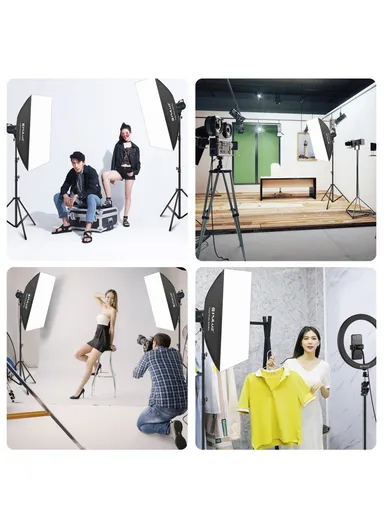 120W 3200K-5600K LED Studio Light with Softbox Photography Kit Set PKT3111 - EU Plug / Rectangle