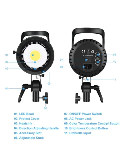 120W 3200K-5600K LED Studio Light with Softbox Photography Kit Set PKT3111 - EU Plug / Rectangle