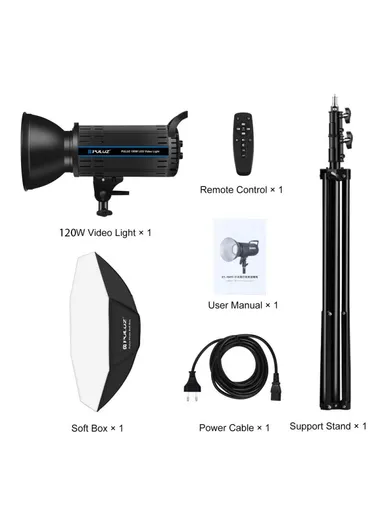 120W 3200K-5600K LED Studio Light with Softbox Photography Kit Set PKT3111 - EU Plug / Rectangle