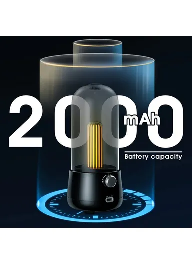 2000mAh Portable Wireless Bluetooth Speaker with True Wireless Stereo Music Player, High Boom, Deep Bass, HiFi Sound, LED Light &amp; Built-in Microphone L02 (D8.6 x H17.7)cm - Black