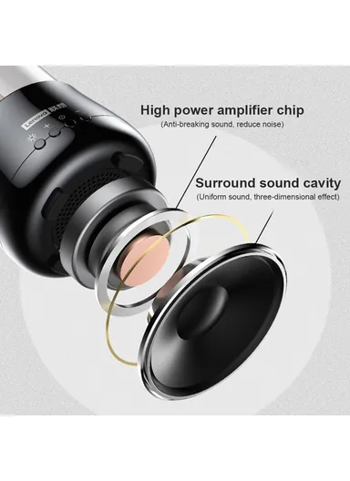 2000mAh Portable Wireless Bluetooth Speaker with True Wireless Stereo Music Player, High Boom, Deep Bass, HiFi Sound, LED Light &amp; Built-in Microphone L02 (D8.6 x H17.7)cm - Black