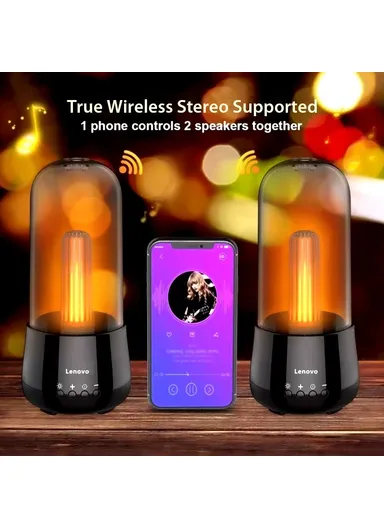 2000mAh Portable Wireless Bluetooth Speaker with True Wireless Stereo Music Player, High Boom, Deep Bass, HiFi Sound, LED Light &amp; Built-in Microphone L02 (D8.6 x H17.7)cm - Black