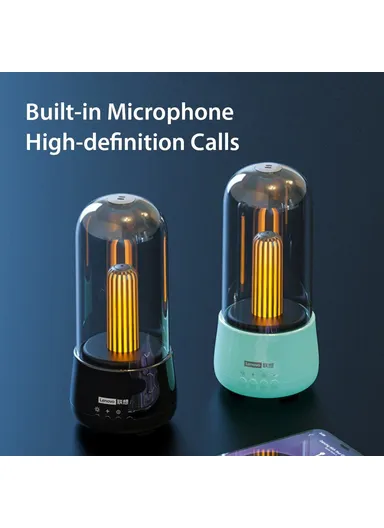 2000mAh Portable Wireless Bluetooth Speaker with True Wireless Stereo Music Player, High Boom, Deep Bass, HiFi Sound, LED Light &amp; Built-in Microphone L02 (D8.6 x H17.7)cm - Black