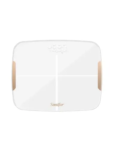 180kg Max Load Classic Tempered Glass Digital Scale with Mobile App, High-Precision &amp; Weight Tracking Digital Body Scale with Body Fat Analyser &amp; Fitness Body Composition Monitor SF-1912 (L26 x W32)cm - White