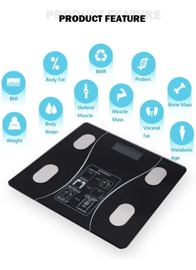 180Kg Bluetooth Digital BMI Weight Scale With Body Fat Analyzer &amp; Fitness Body Composition Monitor With Mobile App SF-1913 (L26 x W26 x H2.2)cm 
