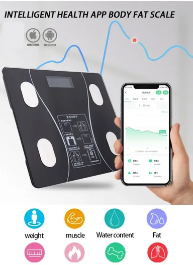 180Kg Bluetooth Digital BMI Weight Scale With Body Fat Analyzer &amp; Fitness Body Composition Monitor With Mobile App SF-1913 (L26 x W26 x H2.2)cm 