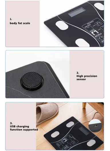 180Kg Bluetooth Digital BMI Weight Scale With Body Fat Analyzer &amp; Fitness Body Composition Monitor With Mobile App SF-1913 (L26 x W26 x H2.2)cm 