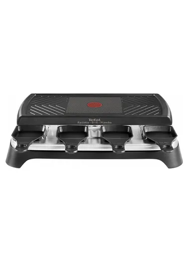 1350W 3 In 1 Stainless Steel Raclette Grill Plancha With 8 Non-Stick Pans (L32 x W55 x H19.5)cm