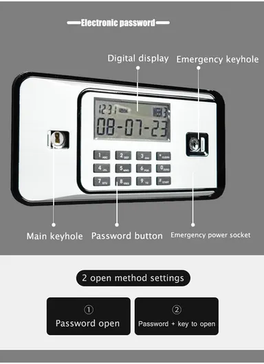 45Kg (W46 x D42 x H80)cm Electronic Digital With Two-Door &amp; 5 Locking Bolts Solid Steel Safe Box D80