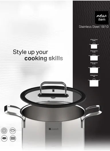 12L Stainless Steel Non-Stick Cookware Pro With Lid DH-03828 (D28 x H19.5)cm