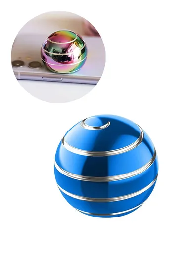5.5cm Decompression Silver Line Design Detachable Shiny Gyroscopic Spinning Ball for Desktop 
