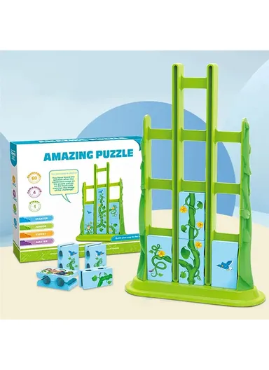 Parent-Child Interactive DIY Image Puzzle Board Game Matching Flip Jigsaw 5777-45 (L27.5 x W17.5 x H4)cm