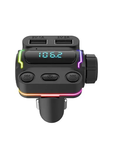 20W ABS Bluetooth FM Transmitter Hands-free Call Car MP3 Player Dual USB + Type-C Car Charger (L5.5 x W5 x H8)cm