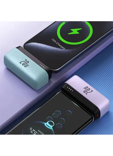 5000mAh 20W Portable Lightning Connector Power Bank, PD Mini Pocket Fast Charger, Emergency Phone Battery Pack T160 (L8.1 x W3.5)cm - Black / Lightning Connector