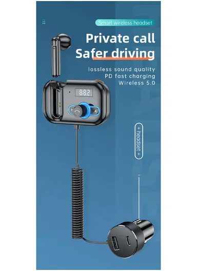 60mAh Multifunctional Dual USB Ports Fast Charger &amp; Bluetooth FM Transmitter T2