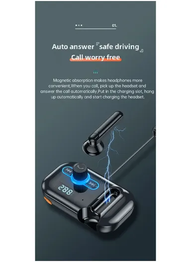 60mAh Multifunctional Dual USB Ports Fast Charger &amp; Bluetooth FM Transmitter T2