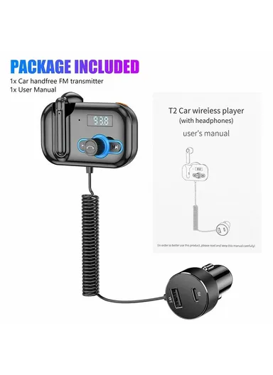 60mAh Multifunctional Dual USB Ports Fast Charger &amp; Bluetooth FM Transmitter T2