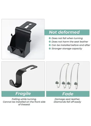 2 in 1 Car Seat Back Hanger Hooks Storage Box Organizer Mobile Phone Purse Hanging Holder LT-889