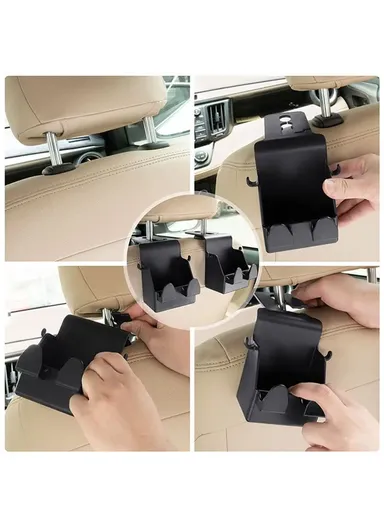 2 in 1 Car Seat Back Hanger Hooks Storage Box Organizer Mobile Phone Purse Hanging Holder LT-889
