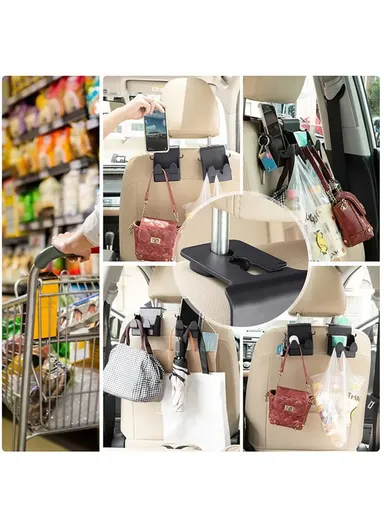 2 in 1 Car Seat Back Hanger Hooks Storage Box Organizer Mobile Phone Purse Hanging Holder LT-889