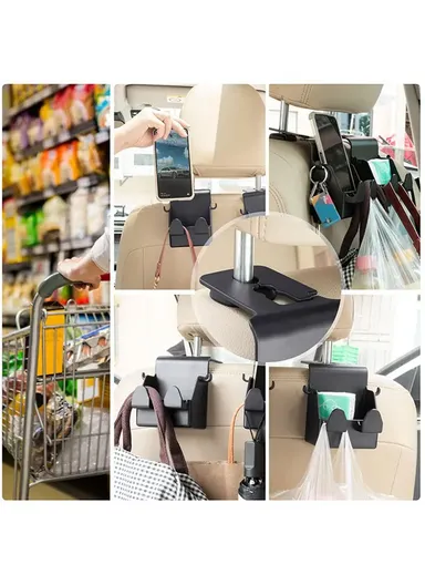 2 in 1 Car Seat Back Hanger Hooks Storage Box Organizer Mobile Phone Purse Hanging Holder LT-889