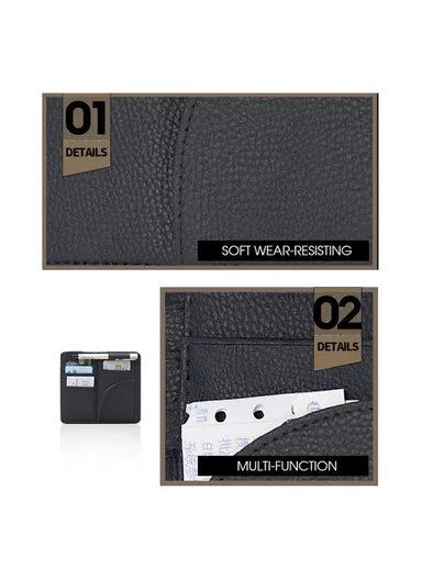 Car Sun Visor Storage Bag PU Leather Cards Bills Driver License Holder Bag (L16.3 x W14.5)cm - Black