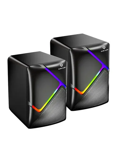 3W 1 Pair Mini USB Wired Desktop Subwoofer with RGB Light, HiFi Sound &amp; 360° Surround Sound for Laptops &amp; PCs S-510 (H10 x W6.7 x D7)cm