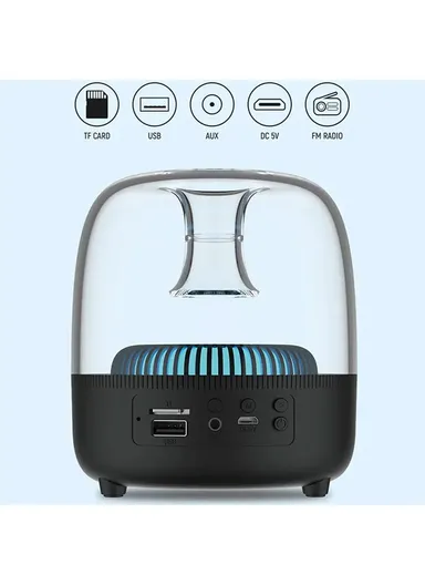 1500mAh Smart Series Crystal Bluetooth Speaker RGB Light HiFi Sound Wireless Music Subwoofer EM046 (D11.2 x H12.5)cm