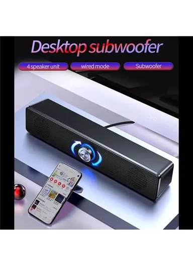 Dust-Proof Desktop USB Wired Speaker With Knob Control &amp; HiFi Music For Laptops &amp; Desktop PCs A36 (L7 x W31.6 x T5.6)cm