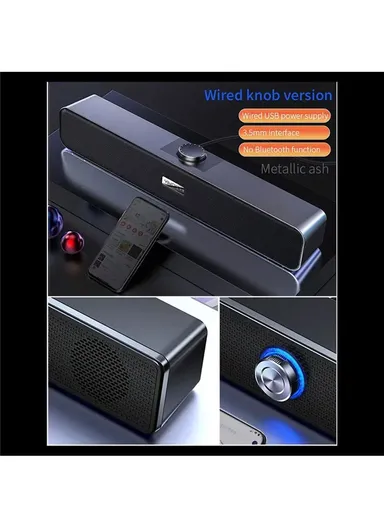 Dust-Proof Desktop USB Wired Speaker With Knob Control &amp; HiFi Music For Laptops &amp; Desktop PCs A36 (L7 x W31.6 x T5.6)cm