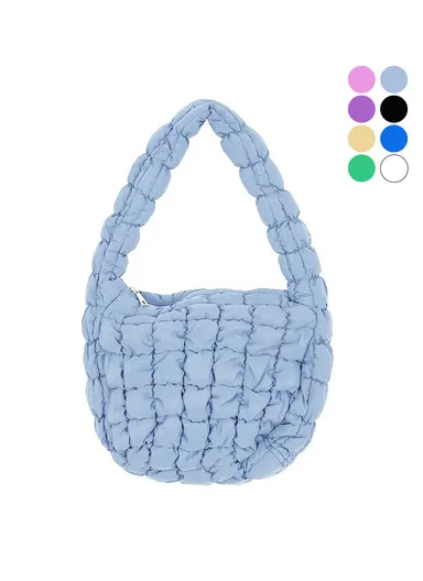 Large Capacity Polyester Pleated Design Women Handbag Stylish Single Shoulder Bag (L31 x W24.5 x D7)cm