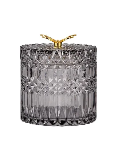 Nordic Golden Butterfly Glass Jar With Lid Bedroom Decor Jewelry Storage Jar Room Decoration Biscuits Sugar Jar (D12.3 x H10.7)cm