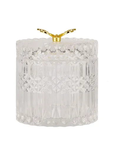 Nordic Golden Butterfly Glass Jar With Lid Bedroom Decor Jewelry Storage Jar Room Decoration Biscuits Sugar Jar (D12.3 x H10.7)cm
