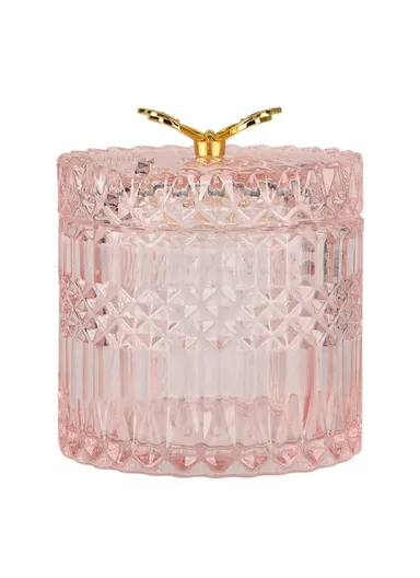 Nordic Golden Butterfly Glass Jar With Lid Bedroom Decor Jewelry Storage Jar Room Decoration Biscuits Sugar Jar (D12.3 x H10.7)cm