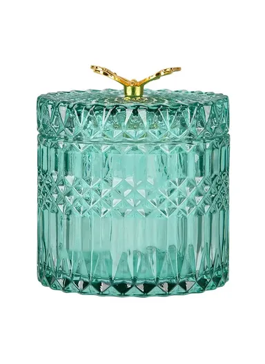 Nordic Golden Butterfly Glass Jar With Lid Bedroom Decor Jewelry Storage Jar Room Decoration Biscuits Sugar Jar (D12.3 x H10.7)cm
